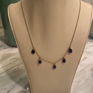 Beautiful necklace has five pear shaped lapis dangles on goldfilled silver chain
